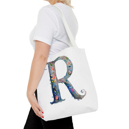 Watercolor Alphabet 'R' Tote Bag, Stylish Everyday Carryall