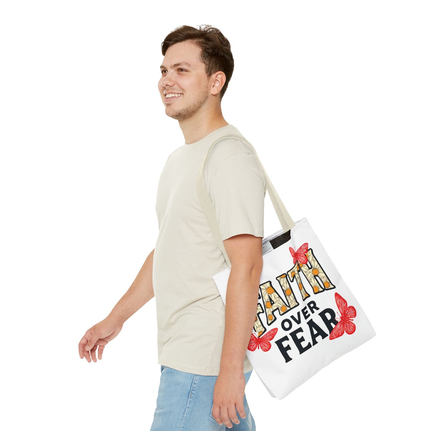 Inspiring Tote Bag – Faith Over Fear, Motivational Gift, Carry All Bag, Everyday Use, Women’s Tote, Uplifting Accessories
