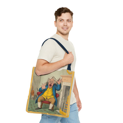 Vintage Tote Bag with Historic Political Cartoon, Reusable Grocery Shopping Bag, Unique Art Tote, Everyday Carryall