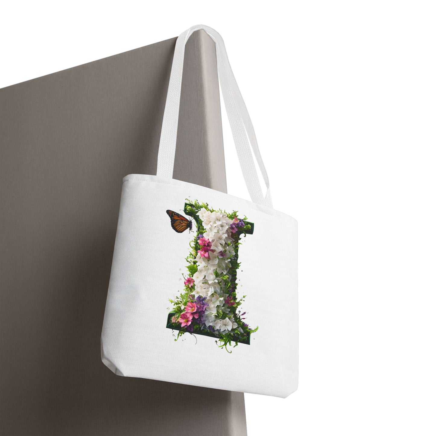 Floral Alphabet "i" Tote Bag -  Stylish Accessory For Her