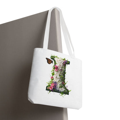 Floral Alphabet "i" Tote Bag -  Stylish Accessory For Her
