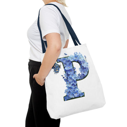 Floral Alphabet 'P' Tote Bag with Butterfly - Perfect Gift for Nature Lovers