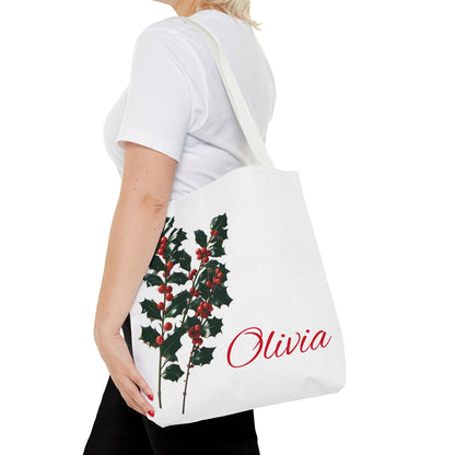 Bridesmaid Tote Bag, December Birthflower Gift, Eco-Friendly Reusable Grocery Bag, Personalized Gift