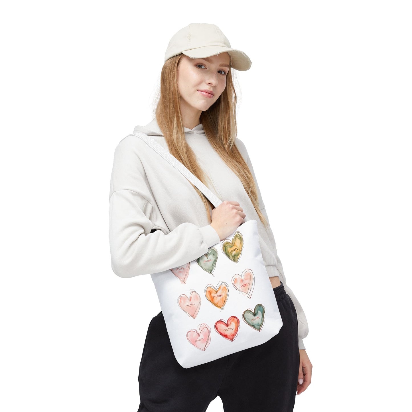 Mom Heart Design Tote Bag, Gift For Her, Shopping, Beach or Library Carryall