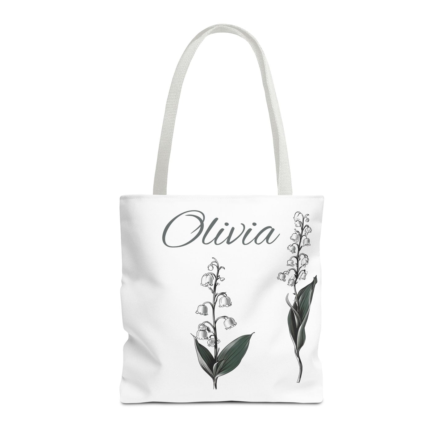Personalized Lily of the Valley Tote Bag - Eco-friendly Reusable Shopping Tote, May Birth Month Flower Gift, Women’s Accessory