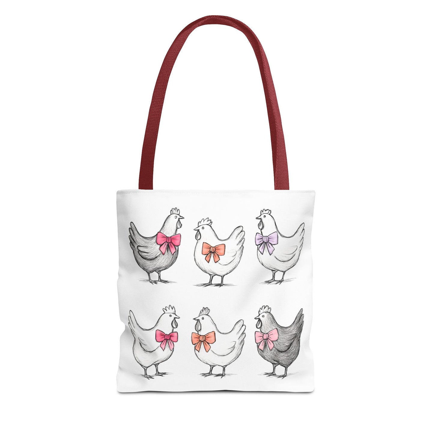 Farmyard Chicken Tote Bag, Cute Farm Animal Coquette Bow Design, Gift for Hen Lovers, Unique Tote for Everyday Use