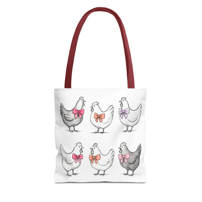 Farmyard Chicken Tote Bag, Cute Farm Animal Coquette Bow Design, Gift for Hen Lovers, Unique Tote for Everyday Use