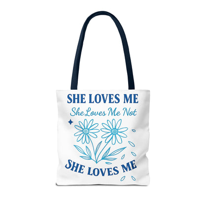 Whimsical Romantic Floral Tote Bag - Perfect for Casual Outings, Gifts, Beach Days, or Everyday Use, She Loves Me/Not Design