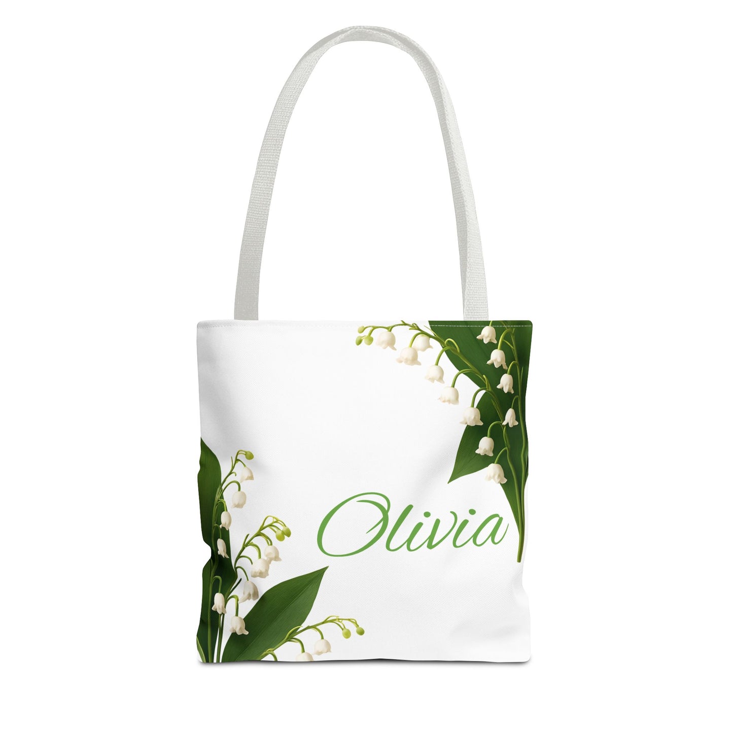 Personalized Birth Month Flower Tote Bag, Custom Name Tote, Eco-Friendly Grocery Shopping Bag, May Lily of the Valley Design