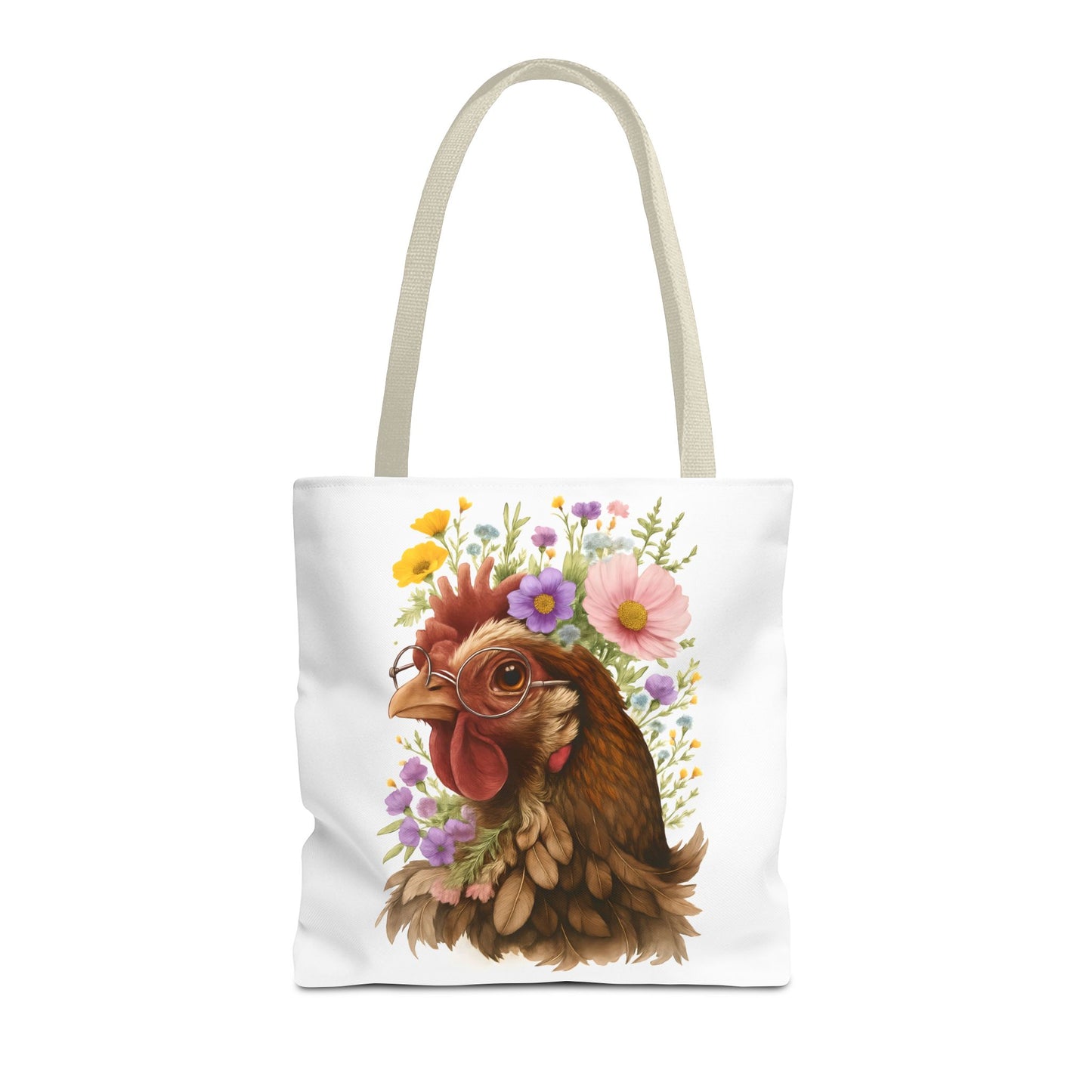 Floral Chicken Tote Bag, Farmhouse Decor, Gifts for Chicken Lovers, Cute Animal Tote, Spring and Summer Bags