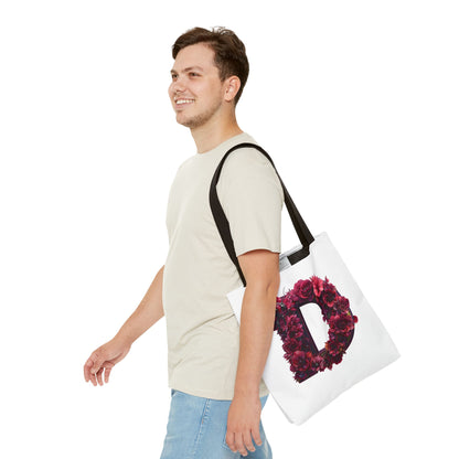 Floral Alphabet 'D' Tote Bag – Stylish Floral and Bee Design
