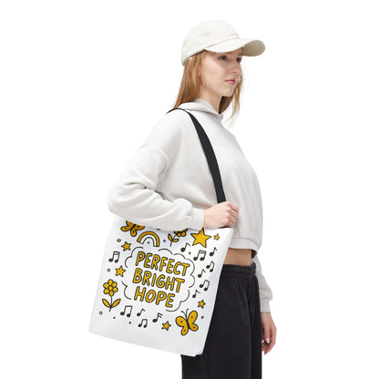 Sunshine Vibes Doodle Tote Bag, Perfect Bright Hope Tote, Eco-Friendly Shopping Bag, Inspirational Gift, Butterfly Print Bag
