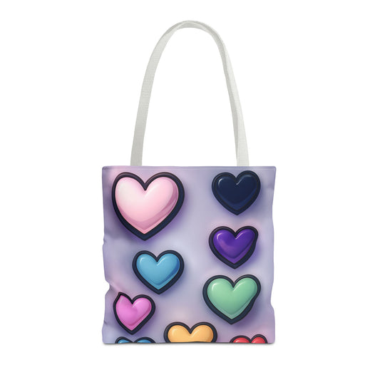 Colorful Heart Tote Bag for Everyday Use, Valentine’s Day Gift, Fun Beach, Library or Shopping Bag, Cute Accessories