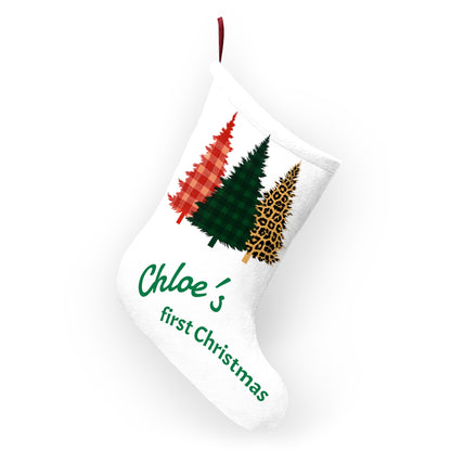 Personalized Christmas Stocking, Custom Tartan Tree Holiday Sock, First Christmas Gift for Kids, Festive Decor for Christmas, Unique [...]