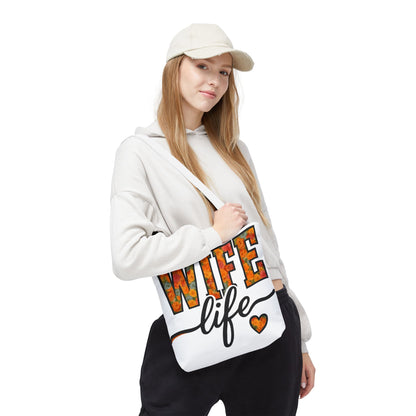 Floral Wife Life Tote Bag, Fun Gift for Spouses, Everyday Use, Beach Bag, Shopping Tote, Marriage Celebration