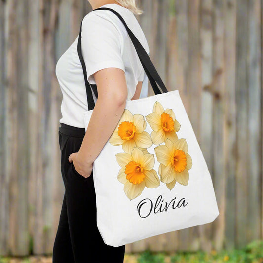 daffodil custom name tote bag