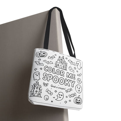 Spooky Coloring Tote Bag, Halloween Gift, Kid's Activity Bag, Fun Craft, Personalized Tote, Kids' Party Favor, Unique Trick-or-Treat Bag