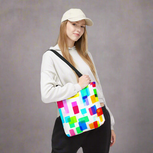 colorful geometric tote bag