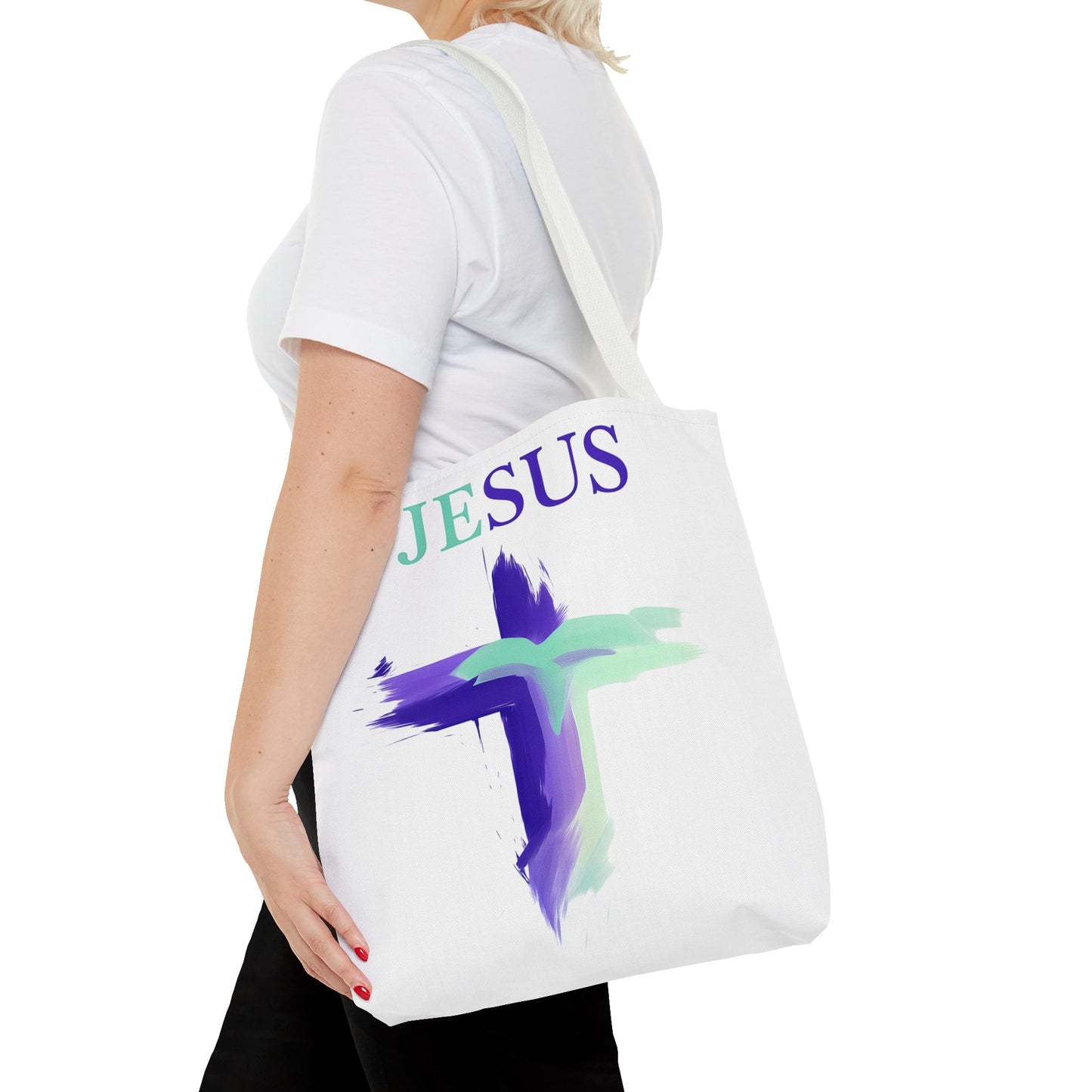 Colorful Modern Christian Tote Bag, Gift For Her, Uplifting Message, Faith Based Accessory