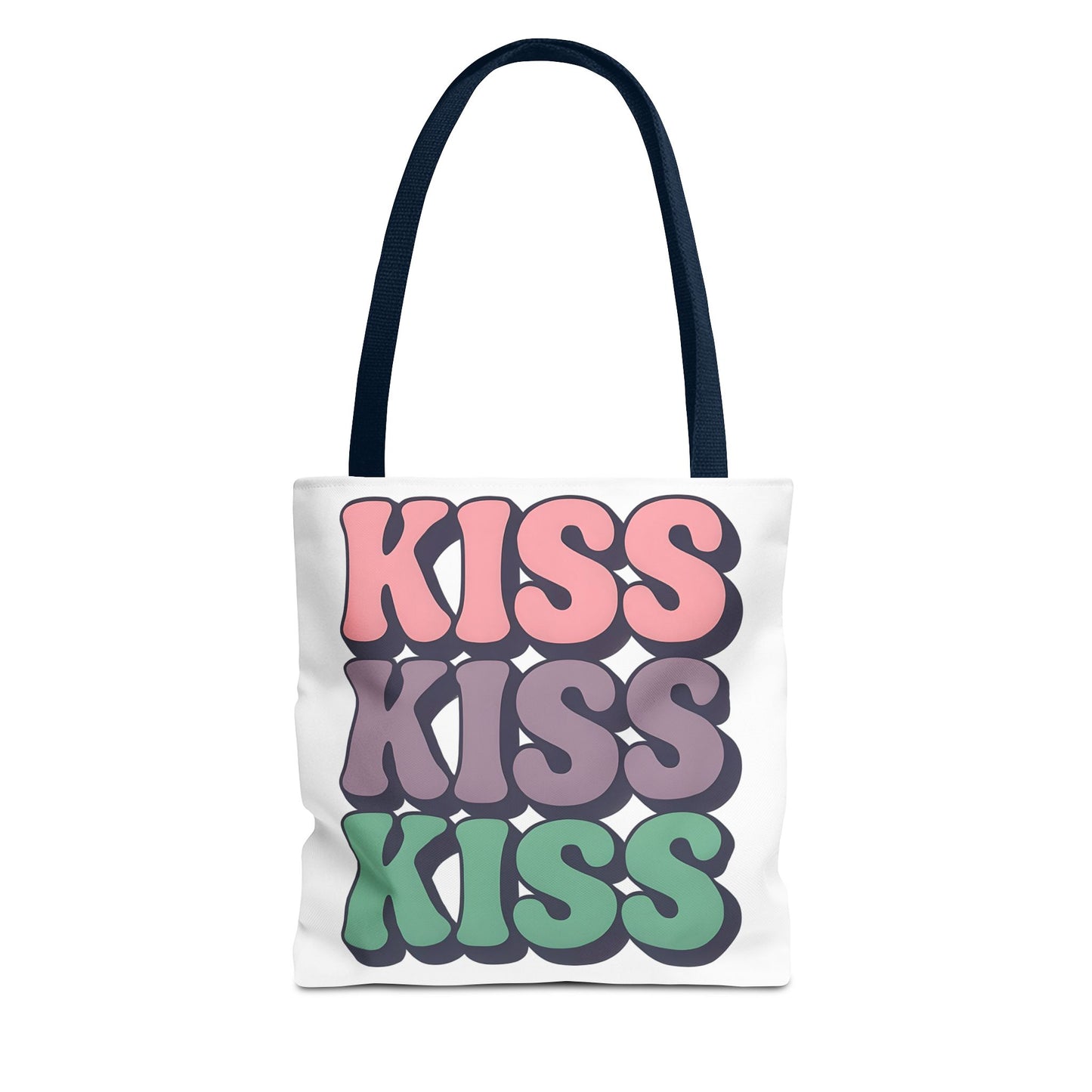 Kiss Kiss Kiss Tote Bag, Trendy Reusable Shopping Bag, Unisex Fun Everyday Bag, Valentine's Day Present