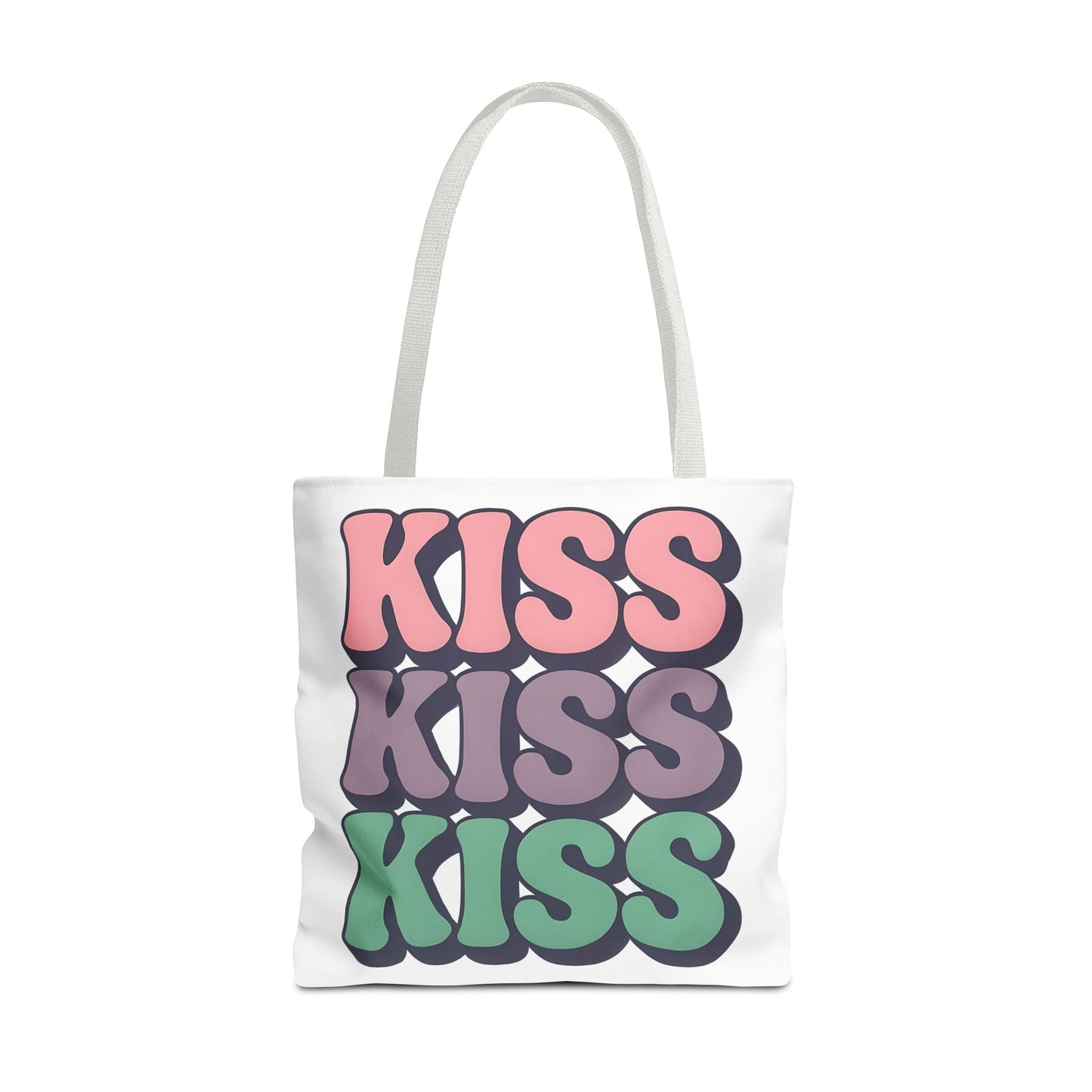 Kiss Kiss Kiss Tote Bag, Trendy Reusable Shopping Bag, Unisex Fun Everyday Bag, Valentine's Day Present