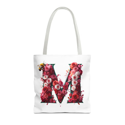 Floral Alphabet 'M' Tote Bag  for Every Occasion, Gift For Her