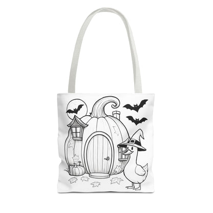 Halloween-Themed Tote Bag, Spooky Goose and Pumpkin, Trick or Treat Tote, Fall Accessory, Unique Gift Idea, Eco-Friendly Bag