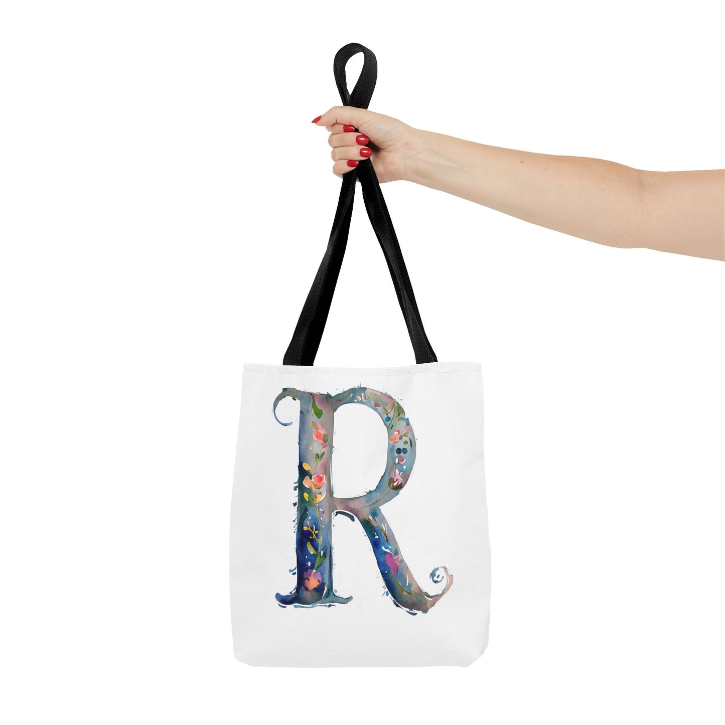 Watercolor Alphabet 'R' Tote Bag, Stylish Everyday Carryall