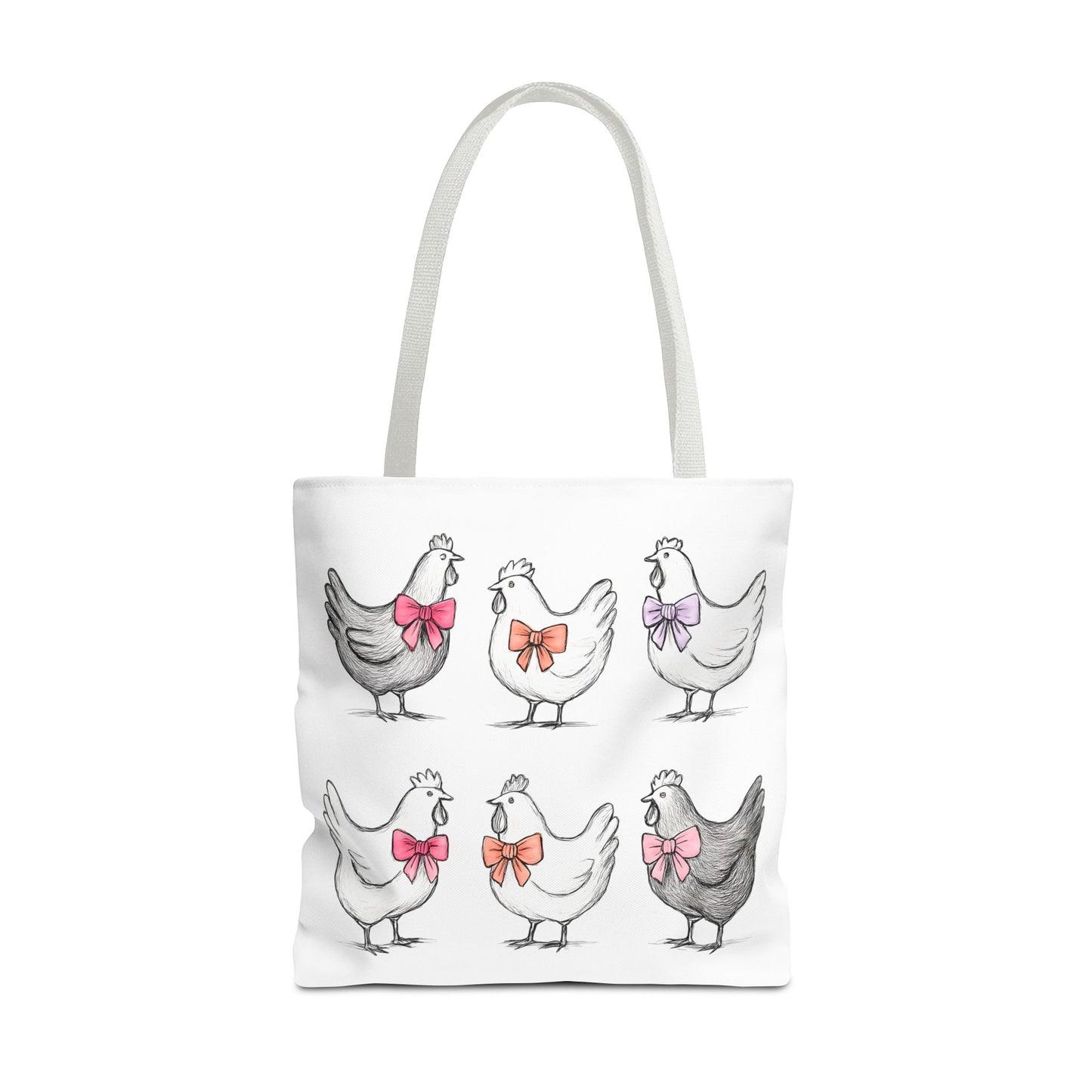 Farmyard Chicken Tote Bag, Cute Farm Animal Coquette Bow Design, Gift for Hen Lovers, Unique Tote for Everyday Use