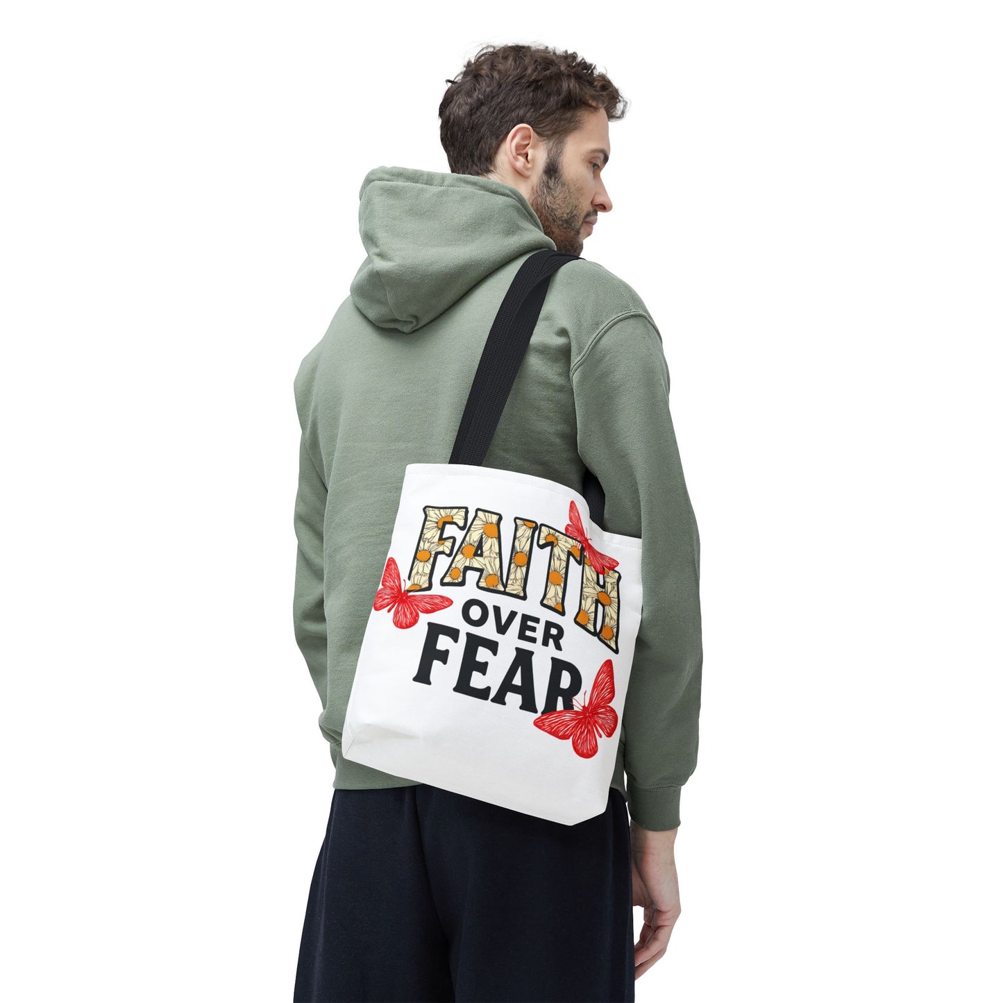 Inspiring Tote Bag – Faith Over Fear, Motivational Gift, Carry All Bag, Everyday Use, Women’s Tote, Uplifting Accessories