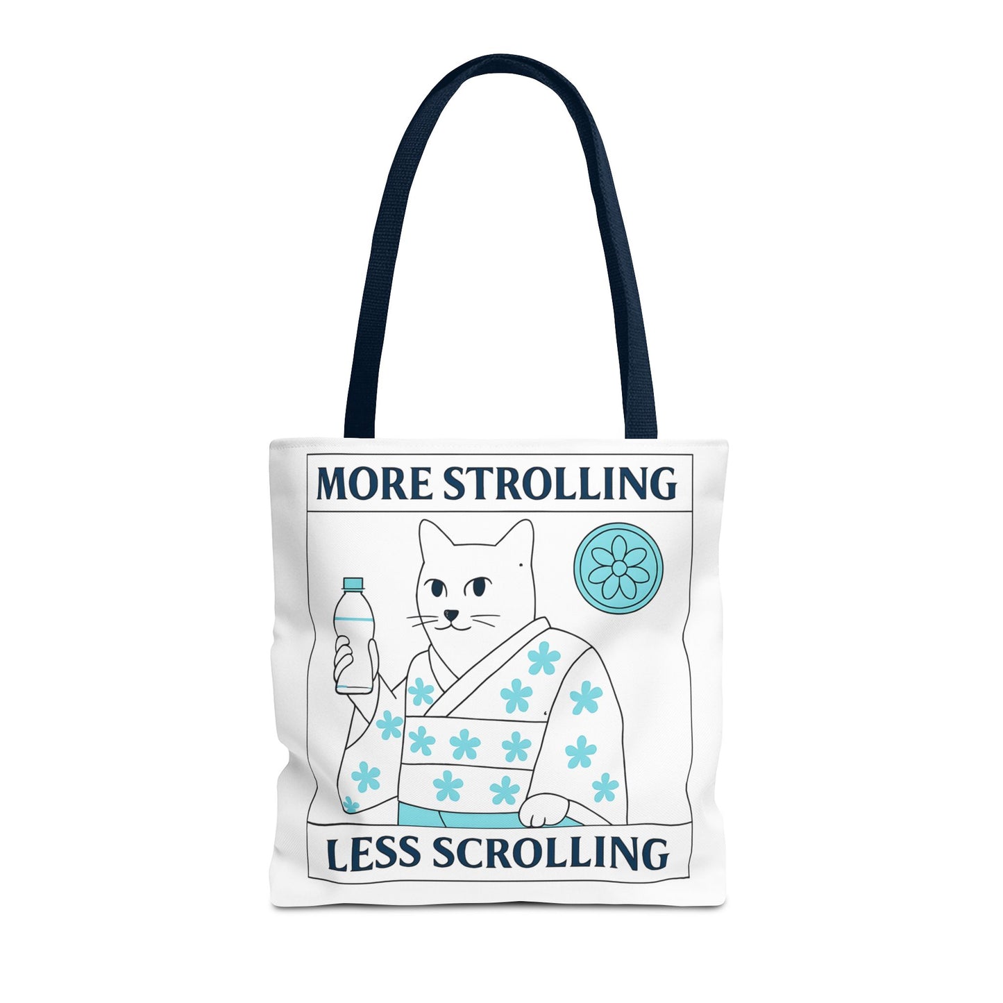 Japanese Cat-Themed Tote Bag - More Strolling Less Scrolling, Cute Gift, Reusable Shopping Bag, Animal Lover's Accessory