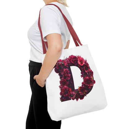 Floral Alphabet 'D' Tote Bag – Stylish Floral and Bee Design