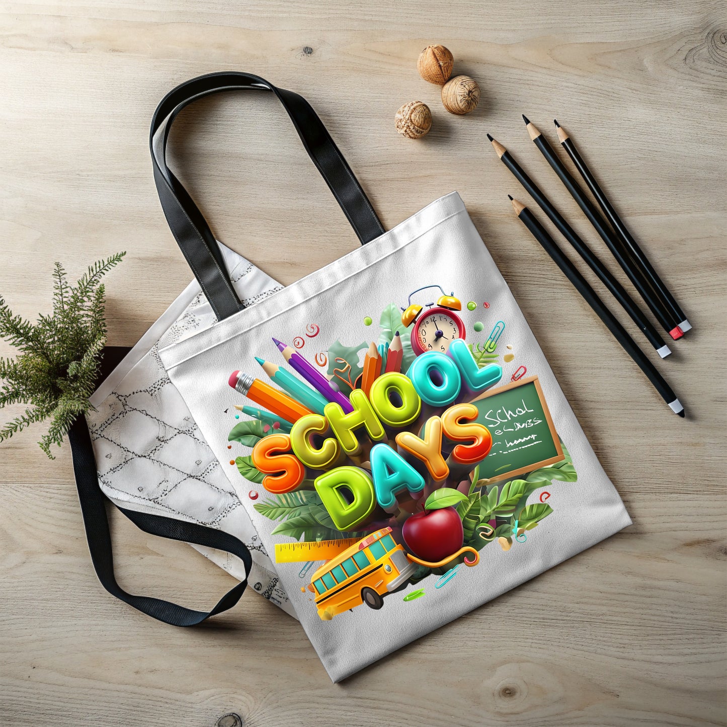 Colorful School Days Tote Bag For Students, Teachers, Back to School, Stylish Shopping Bag, Educational Gift, Eco-Friendly Reusable