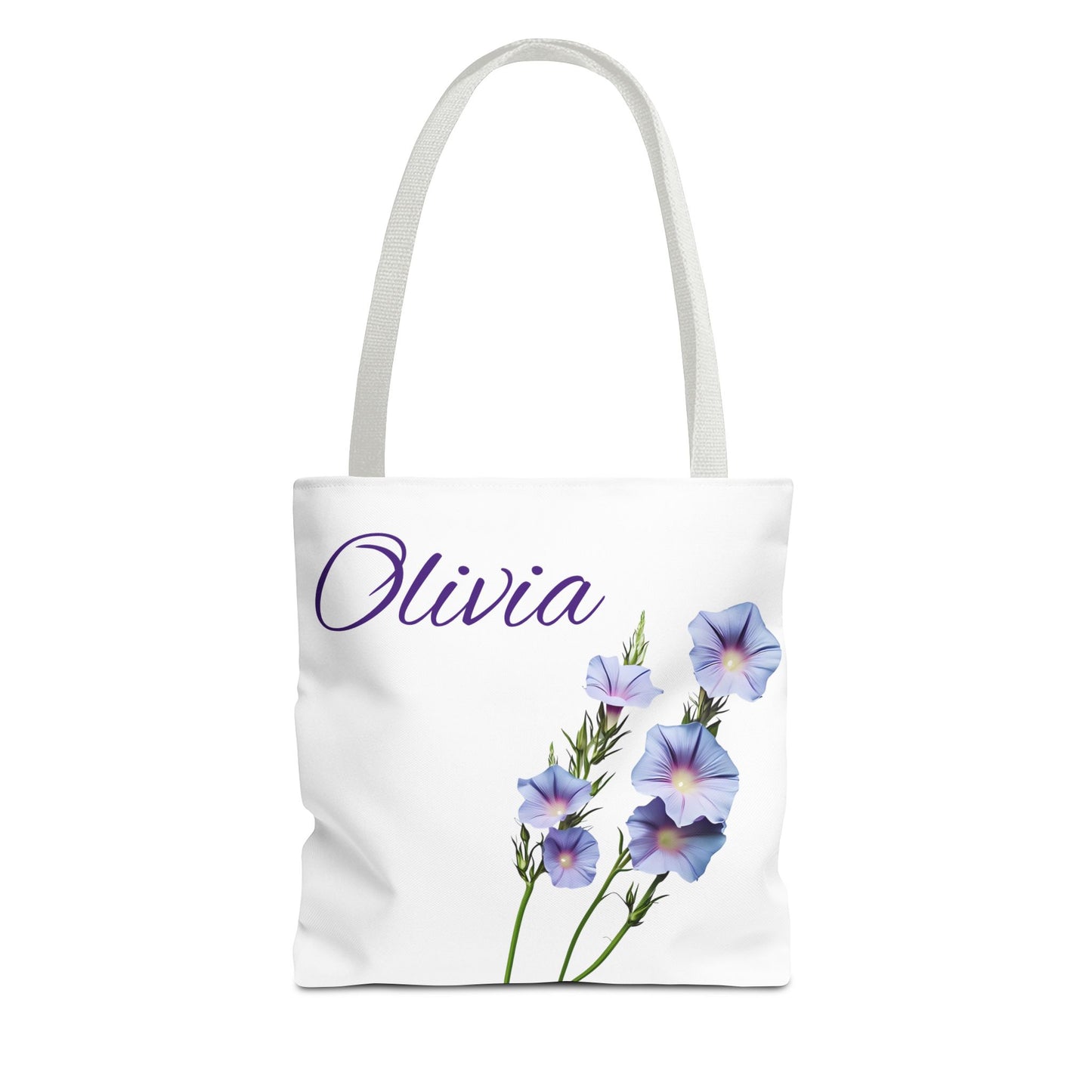 Personalized Morning Glory September Birth Month Flower Tote Bag, Custom Name Bag, Floral Grocery Bag