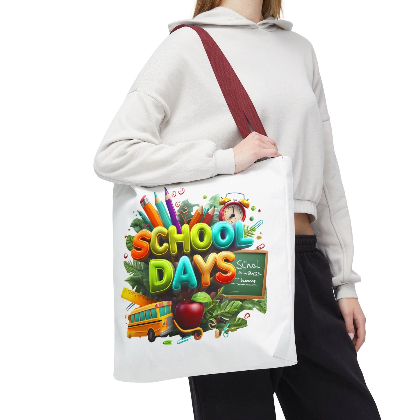 Colorful School Days Tote Bag For Students, Teachers, Back to School, Stylish Shopping Bag, Educational Gift, Eco-Friendly Reusable