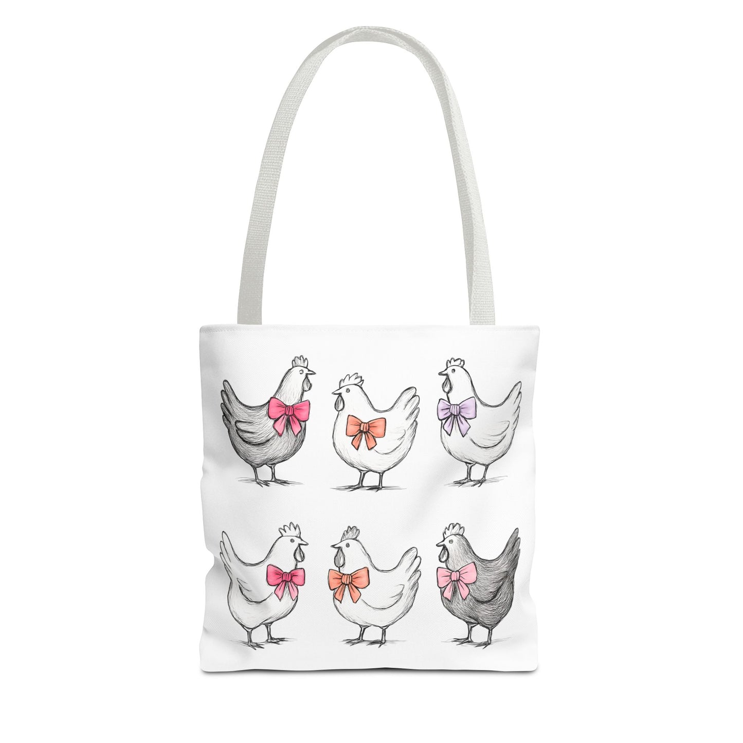 Farmyard Chicken Tote Bag, Cute Farm Animal Coquette Bow Design, Gift for Hen Lovers, Unique Tote for Everyday Use