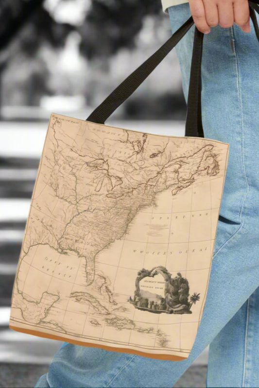 vintage map design tote bag