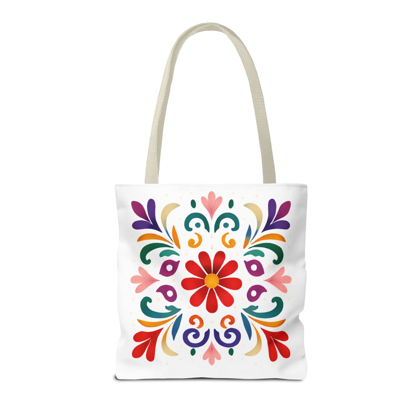 Vibrant Folk Art Floral Tote Bag, Colorful Shopping Bag, Beach Bag, Gift for Her