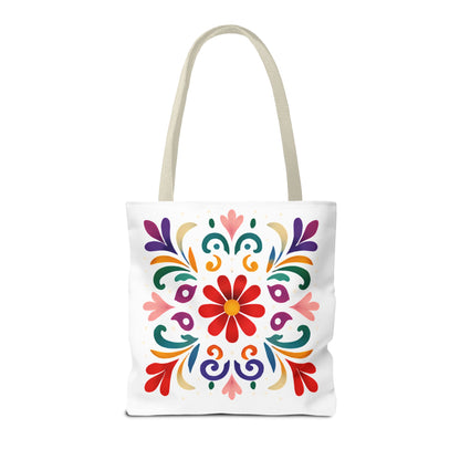 Vibrant Folk Art Floral Tote Bag, Colorful Shopping Bag, Beach Bag, Gift for Her