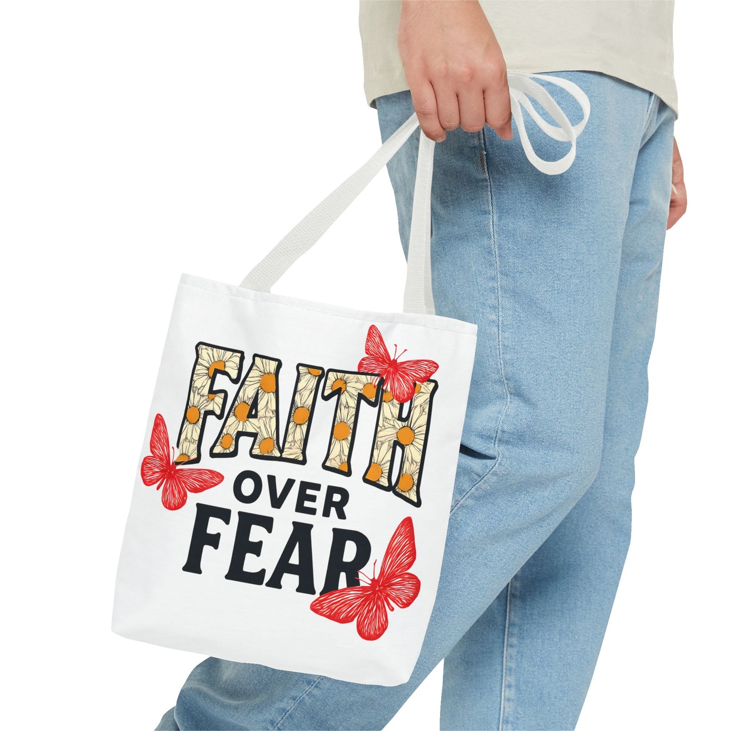 Inspiring Tote Bag – Faith Over Fear, Motivational Gift, Carry All Bag, Everyday Use, Women’s Tote, Uplifting Accessories