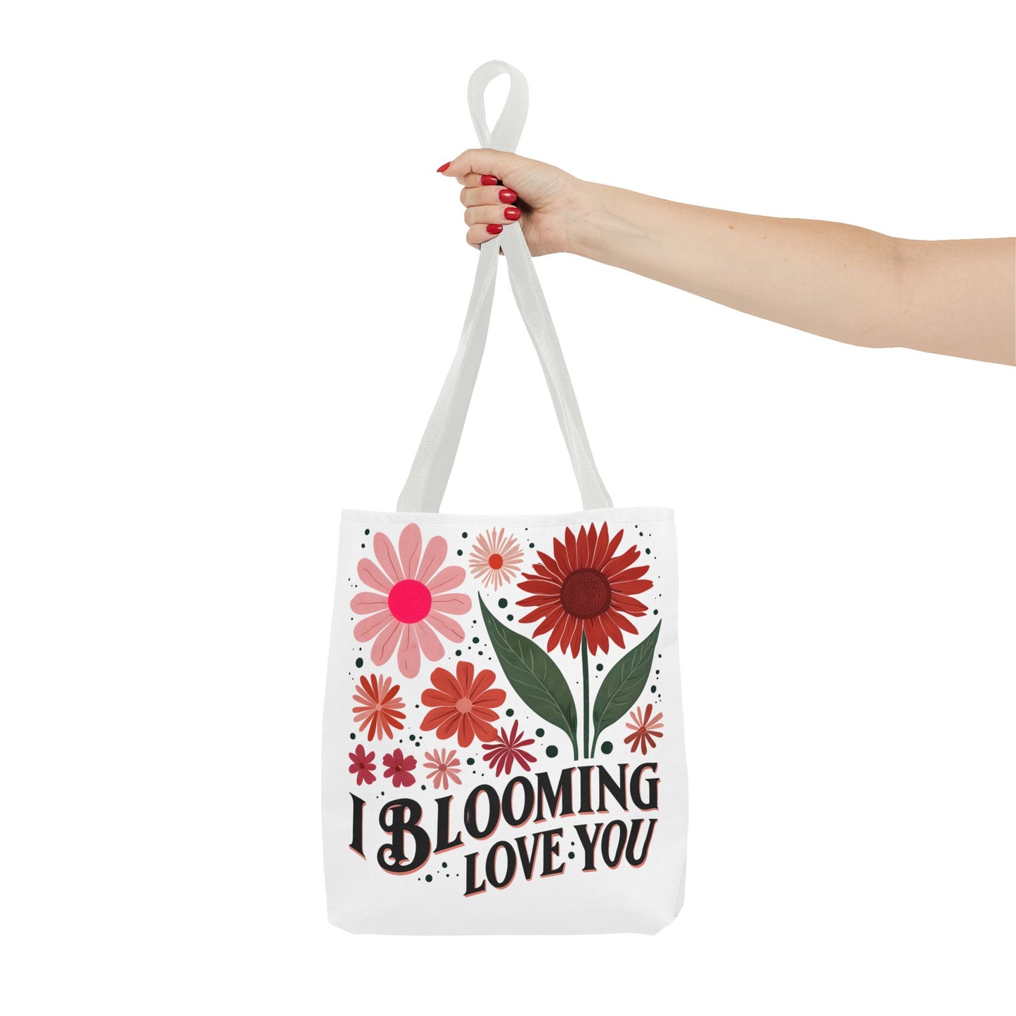 I Blooming Love You Tote Bag, Funny Floral Bag for Plant Lovers and Pun Fans, Unisex Gift