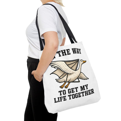 Hang Gliding Goose Tote Bag, On The Way To Get My Life Together Tote, Motivational Bag, Quirky Bag, Gift for Friends