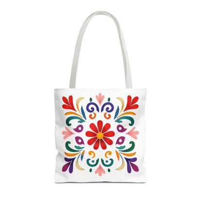 Vibrant Folk Art Floral Tote Bag, Colorful Shopping Bag, Beach Bag, Gift for Her