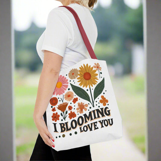 Tote bag with message I Blooming Love You