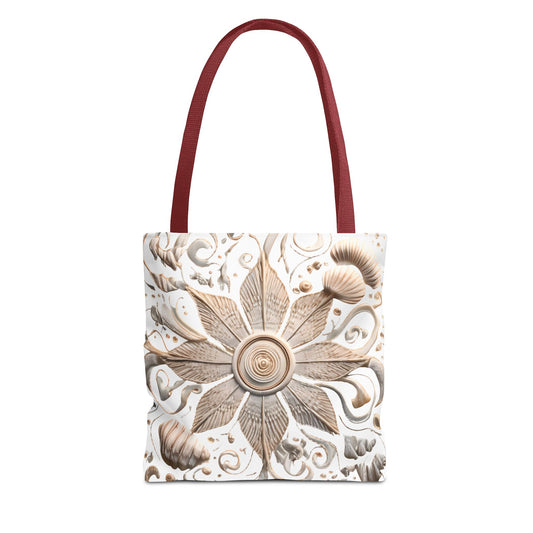 Boho Nautical Mandala Themed Geometric Design Tote Bag, Natural Toned Bag for Everyday Style, Unisex Gift