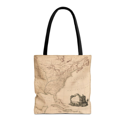 Vintage Map of North America Tote Bag, Travel and Work Bag, Gift for Him, Reusable Grocery Tote