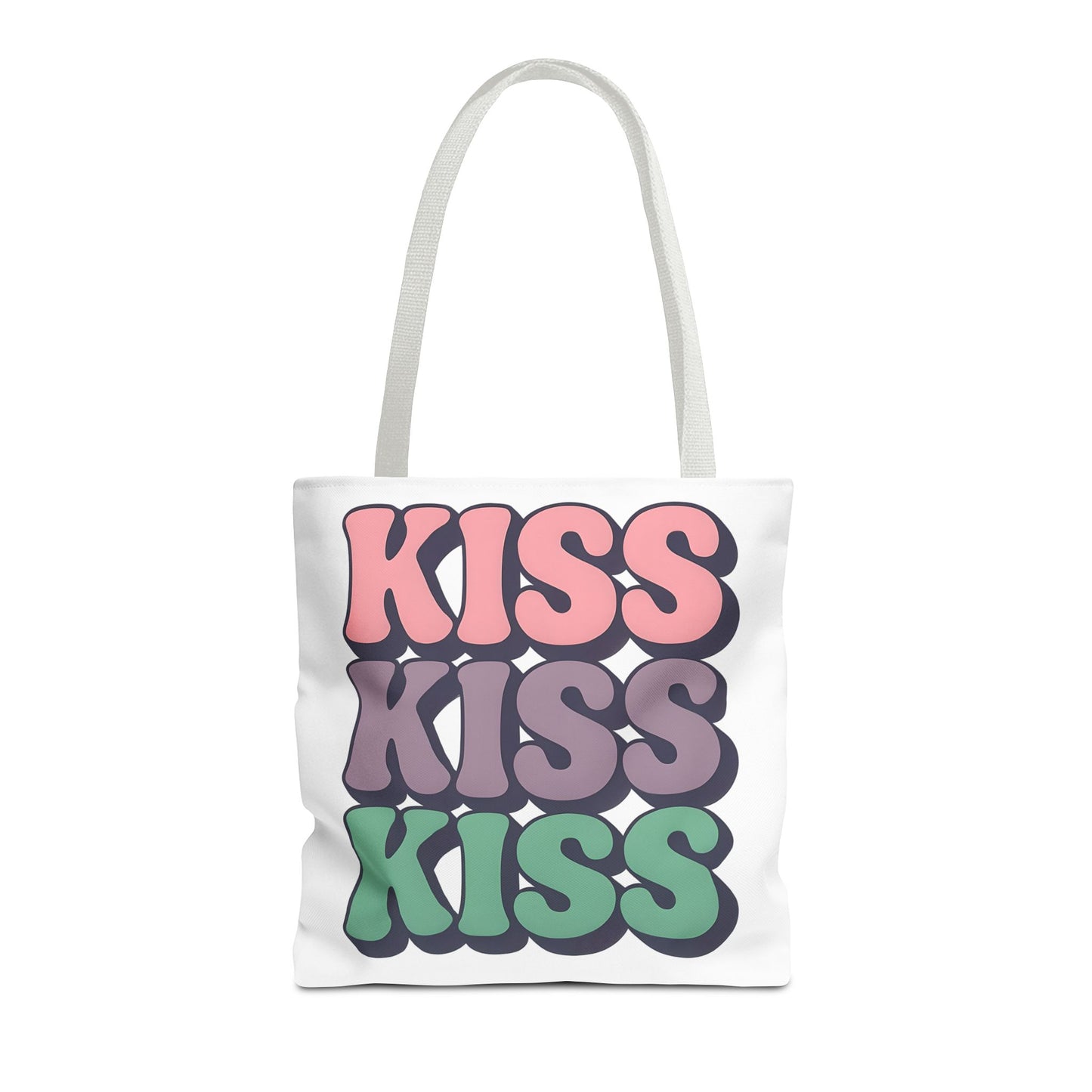 Kiss Kiss Kiss Tote Bag, Trendy Reusable Shopping Bag, Unisex Fun Everyday Bag, Valentine's Day Present
