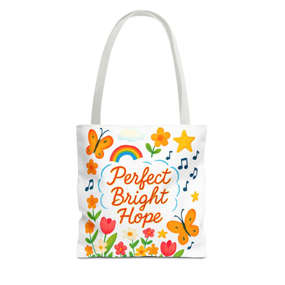 Perfect Bright Hope Floral Tote Bag, Colorful Reusable Eco-Friendly Shopping Bag, Gift for Her, Spring Tote, Everyday Use, Tote with Butterflies