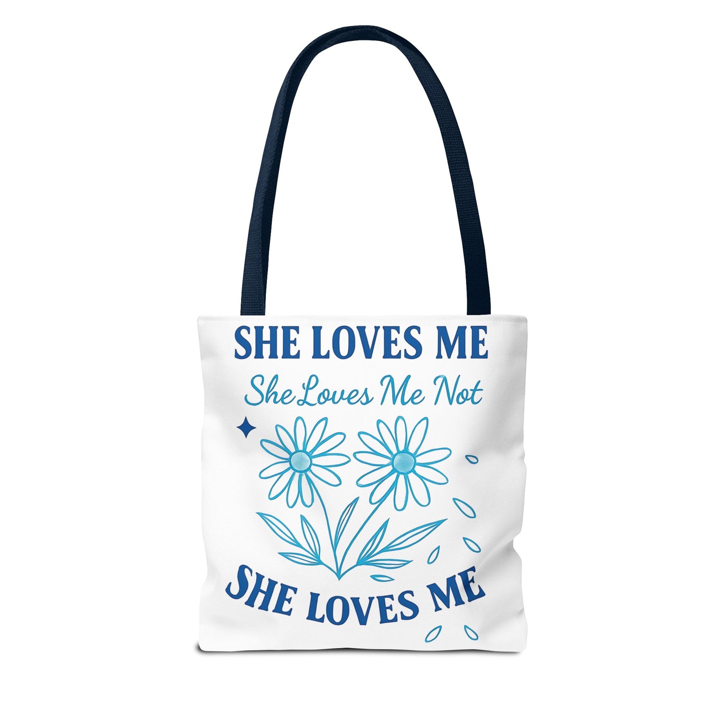 Whimsical Romantic Floral Tote Bag - Perfect for Casual Outings, Gifts, Beach Days, or Everyday Use, She Loves Me/Not Design