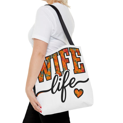 Floral Wife Life Tote Bag, Fun Gift for Spouses, Everyday Use, Beach Bag, Shopping Tote, Marriage Celebration